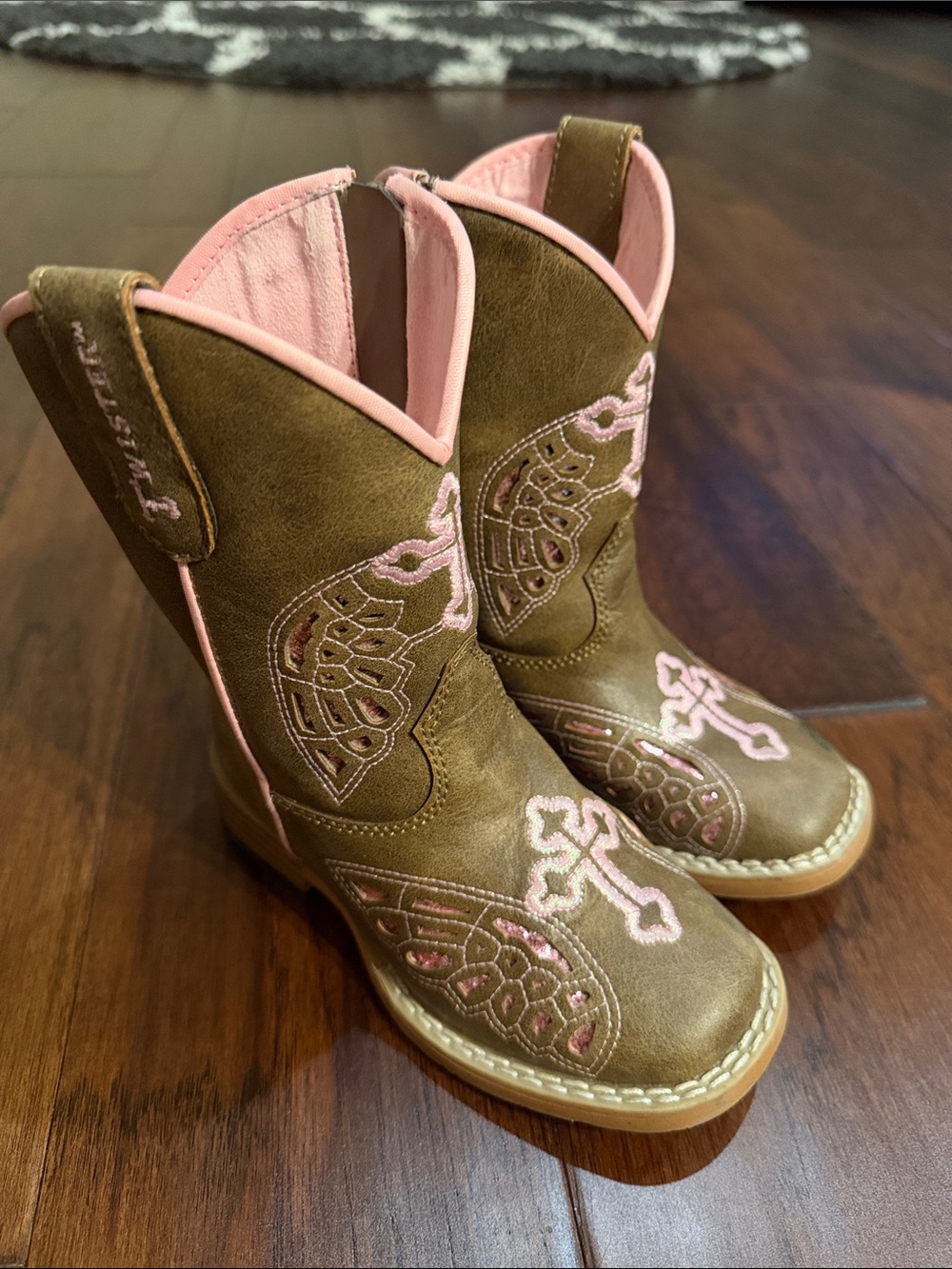 Twister Brown and Pink Kids Western Cowboy Boots